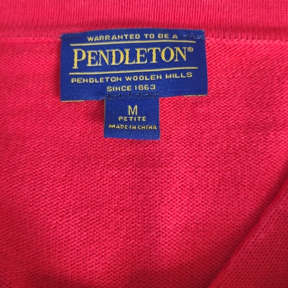 Pendleton Red Button-up Crewneck Cotton Cardigan Size Med - Picture 3 of 5